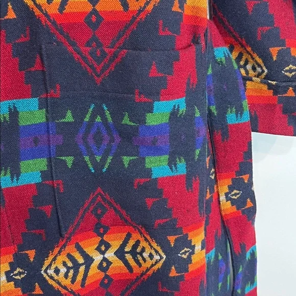 Pendleton Long Wool Jacket Shawl Collar Robe in Chief Joseph Aztec Design - Picture 9 of 16